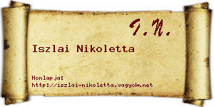 Iszlai Nikoletta névjegykártya
